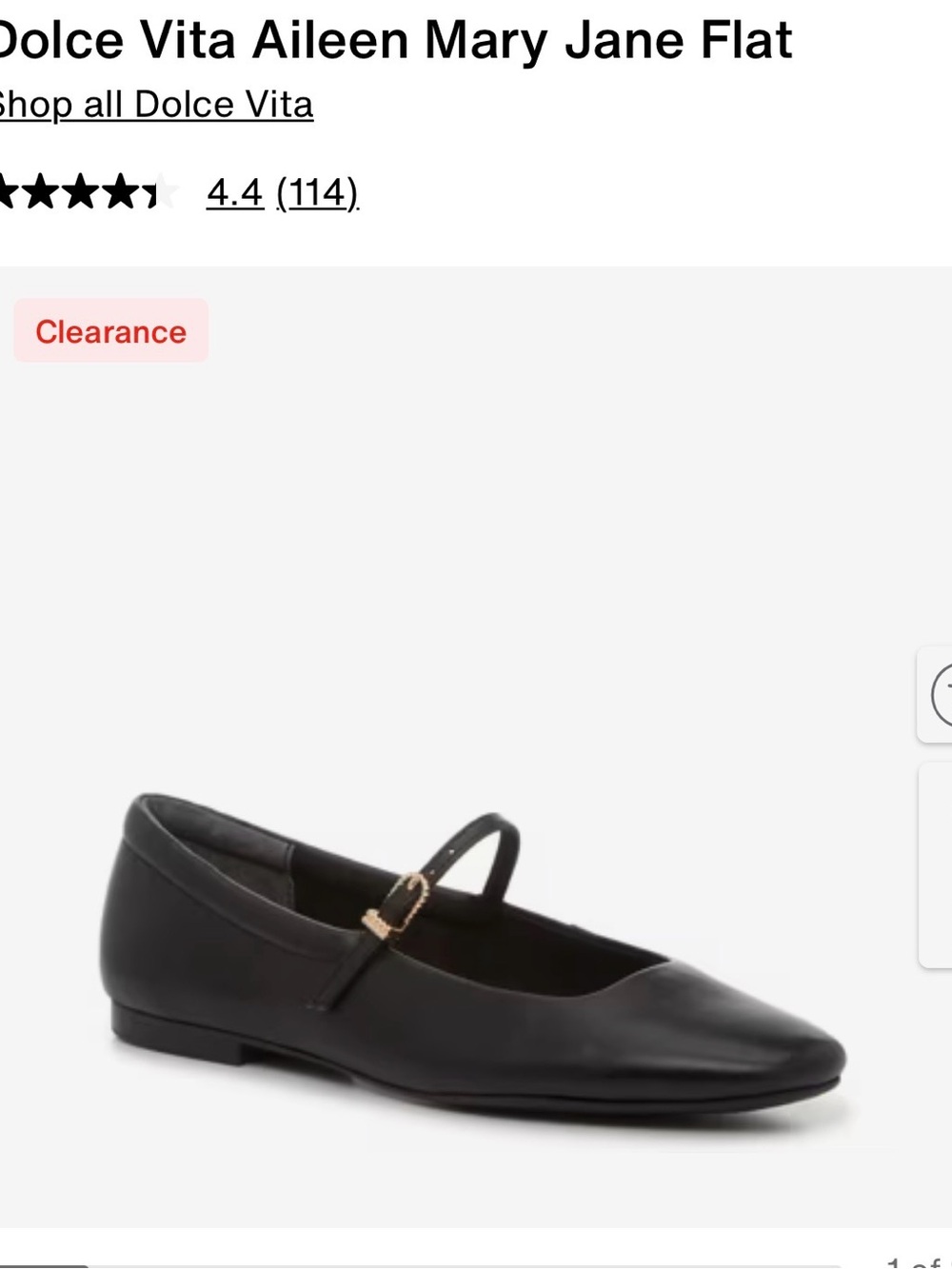 Dolce Vita Black Mary Jane Ballet Flat with Gold Buckle